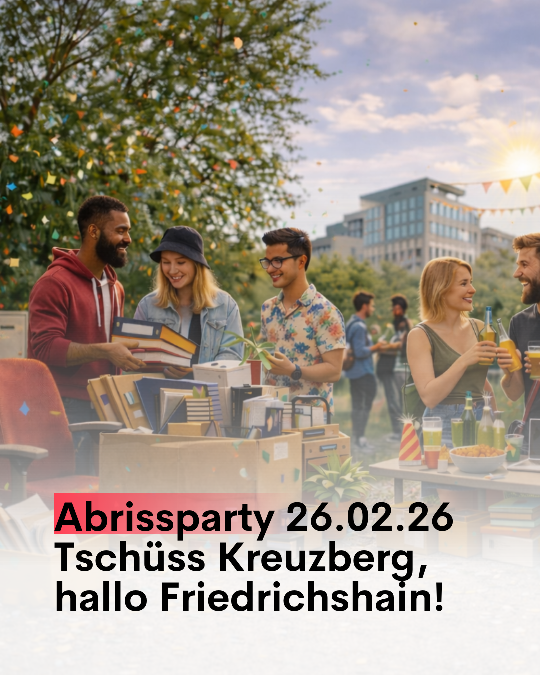 Abrissparty & Aufbruch Tschüss Wilhelmstraße, hallo KiezBüro am Ostkreuz